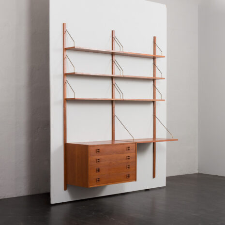 24011 two bay teak wall unit with desk-3 24011 two bay teak wall unit with desk-3