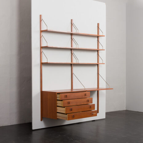 24011 two bay teak wall unit with desk-4 24011 two bay teak wall unit with desk-4