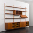 24012 Hansen And Guldborg mid century three bay teak wall unit, Denmark 1960s.-5
