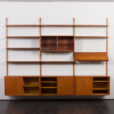 24012 Hansen And Guldborg mid century three bay teak wall unit, Denmark 1960s.-6