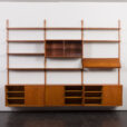 24012 Hansen And Guldborg mid century three bay teak wall unit, Denmark 1960s.-7