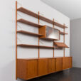 24012 Hansen And Guldborg mid century three bay teak wall unit, Denmark 1960s.-9