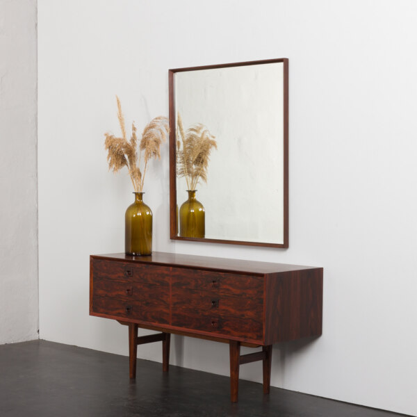 Rosewood Danish mid century extra large mirror with a console, 1960s