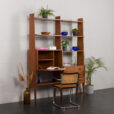 Italian mid century free standing wall unit or room divider with bar cabinet or a hidden desk, 1970s