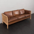 24035 Mogens Hansen three seater sofa in brown aniline leather and beech wood, 1970s-18