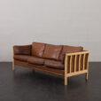 24035 Mogens Hansen three seater sofa in brown aniline leather and beech wood, 1970s-4