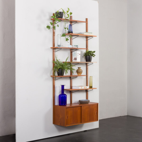 Scandinavian mid-century modern teak wall unit, Denmark, 1970s