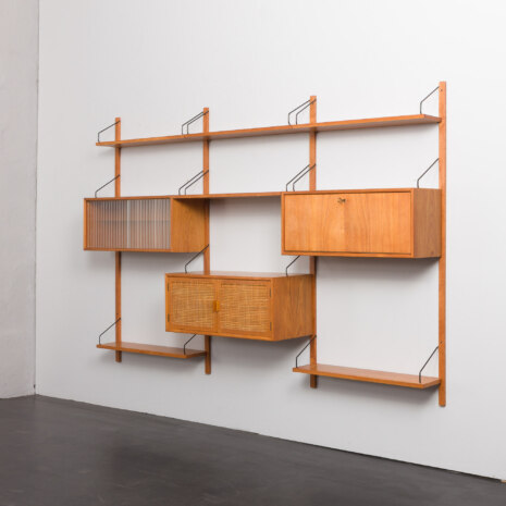 24020 Poul Cadovius for Gustav Bahus three bay teak wall unit-3 24020 Poul Cadovius for Gustav Bahus three bay teak wall unit-3