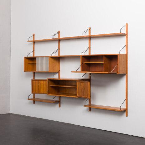24020 Poul Cadovius for Gustav Bahus three bay teak wall unit-4 24020 Poul Cadovius for Gustav Bahus three bay teak wall unit-4