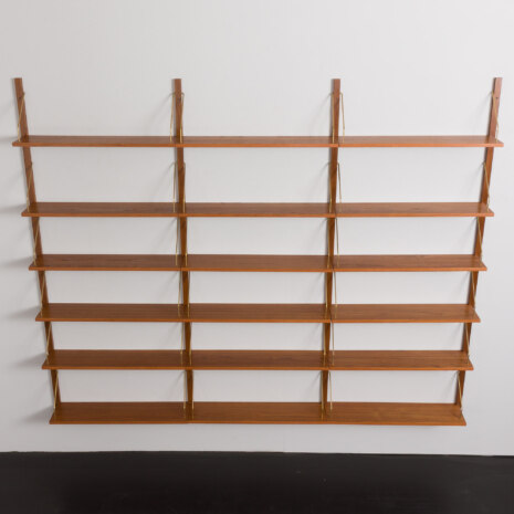 24040 18 shelves teak renovated wall unit in the style of Poul Cadovius, 1970s-10 24040 18 shelves teak renovated wall unit in the style of Poul Cadovius, 1970s-10