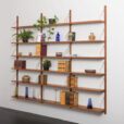 18 shelves renovated modular teak wall unit in the style of Poul Cadovius, 1970s.