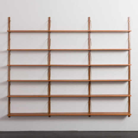 24040 18 shelves teak renovated wall unit in the style of Poul Cadovius, 1970s-6 24040 18 shelves teak renovated wall unit in the style of Poul Cadovius, 1970s-6