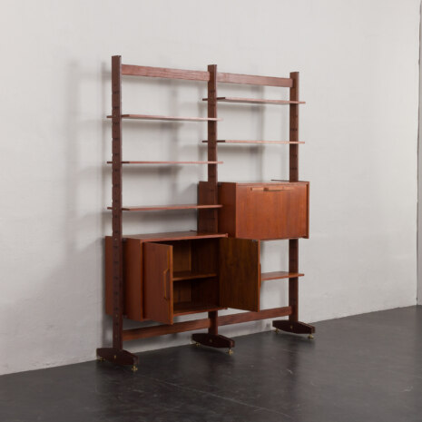 24065 Italian freestanding two bay teak-mahogany wall unit -4 24065 Italian freestanding two bay teak-mahogany wall unit -4