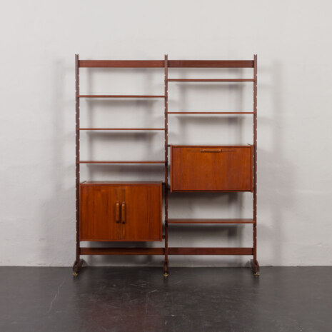 24065 Italian freestanding two bay teak-mahogany wall unit -7 24065 Italian freestanding two bay teak-mahogany wall unit -7