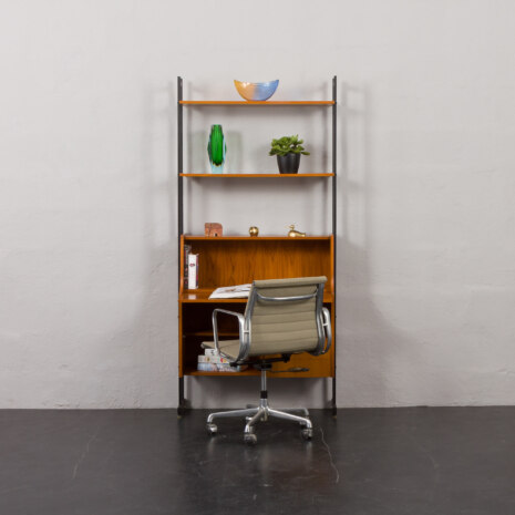 24070 Italian free standing one bay teak wall unit-1 24070 Italian free standing one bay teak wall unit-1