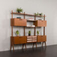 Italian mid-century free-standing wall unit in teak and rosewood, 1960s