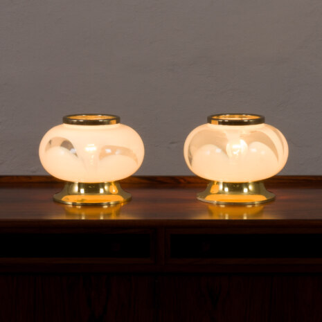 Pair of mid-century table lamps in Murano glass and brass by Zonca, Italy 1970s