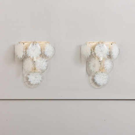 24050 Italian wall lamps #4-1 Vistosi Murano glass wall lamps “Fiocchi Di Neve”, Italy 1970s