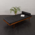 Danish mid-century teak daybed in black leather, 1960s