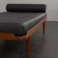 24064.1 Danish mid century teak daybed in black leather, 1960s-10