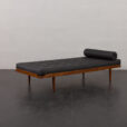 24064.1 Danish mid century teak daybed in black leather, 1960s-3