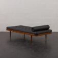 24064.1 Danish mid century teak daybed in black leather, 1960s-5
