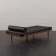 24064.1 Danish mid century teak daybed in black leather, 1960s-7