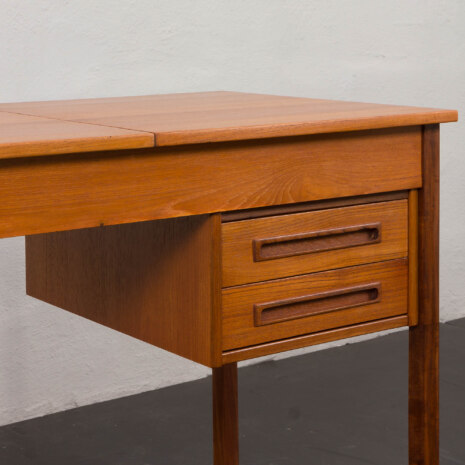 24069 Danish mid century teak desk with hidden vanity, 1960s-10 24069 Danish mid century teak desk with hidden vanity, 1960s-10