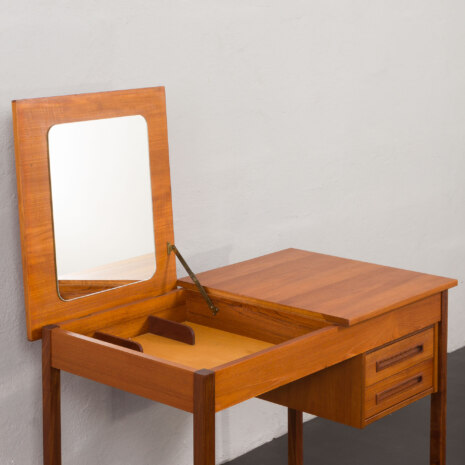 24069 Danish mid century teak desk with hidden vanity, 1960s-13 24069 Danish mid century teak desk with hidden vanity, 1960s-13