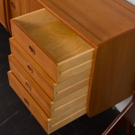 24091 Ergo three bay teak wall unit by John Texmon, Norway 1960s-11 24091 Ergo three bay teak wall unit by John Texmon, Norway 1960s-11