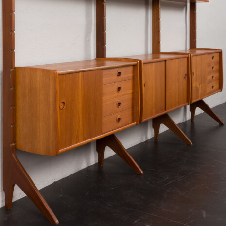 24091 Ergo three bay teak wall unit by John Texmon, Norway 1960s-12 24091 Ergo three bay teak wall unit by John Texmon, Norway 1960s-12