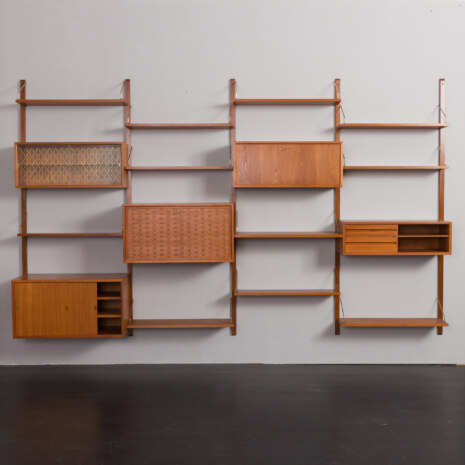 24119 Poul Cadovius four bay teak wall unit-1 24119 Poul Cadovius four bay teak wall unit-1