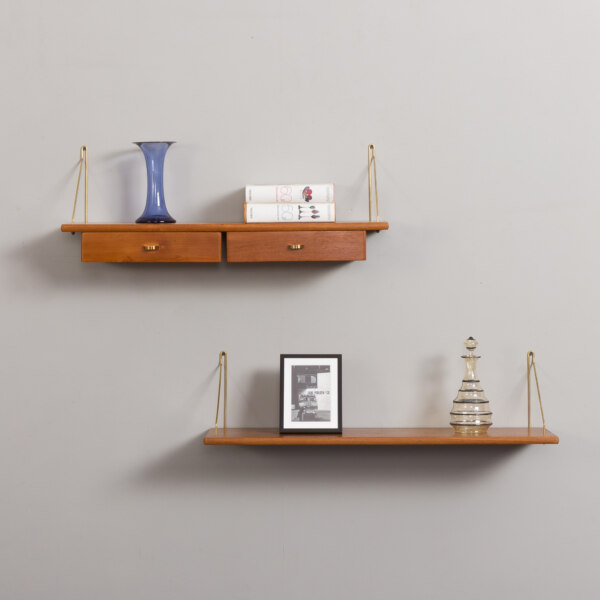 Danish mid-century set of teak shelf with a console, 1950s