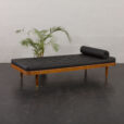 Danish Horsens daybed in black leather and teak, Denmark 1960s