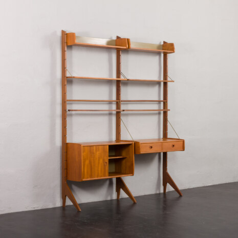 24096 Ergo free standing two bay teak wall unit-5 24096 Ergo free standing two bay teak wall unit-5