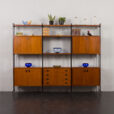 24100 Italian free standing three bay teak wall unit-1