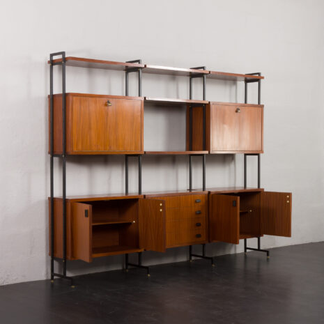 24100 Italian free standing three bay teak wall unit-5 24100 Italian free standing three bay teak wall unit-5