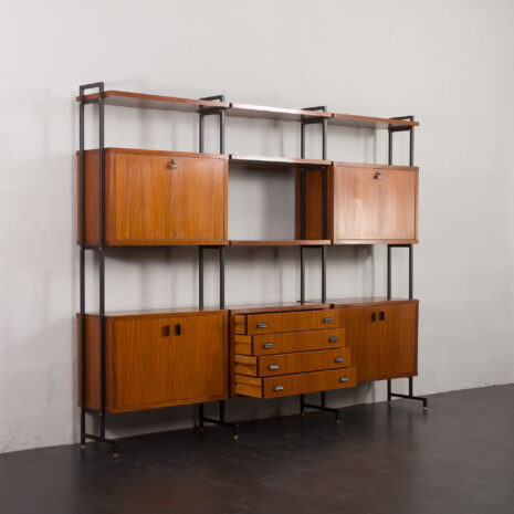 24100 Italian free standing three bay teak wall unit-6 24100 Italian free standing three bay teak wall unit-6