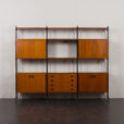 24100 Italian free standing three bay teak wall unit-7
