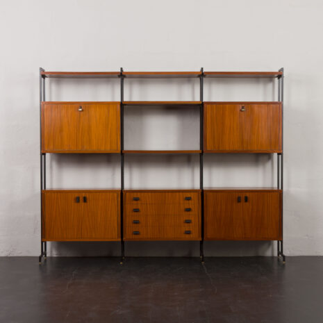 24100 Italian free standing three bay teak wall unit-7 24100 Italian free standing three bay teak wall unit-7