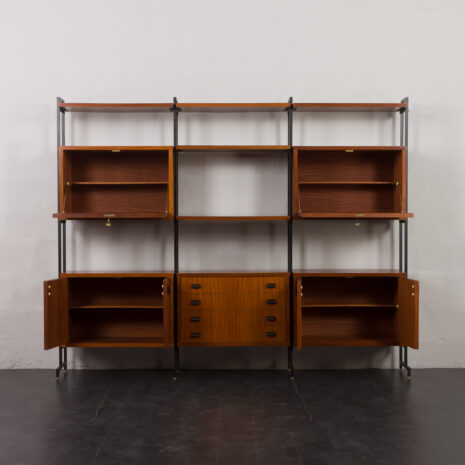 24100 Italian free standing three bay teak wall unit-8 24100 Italian free standing three bay teak wall unit-8
