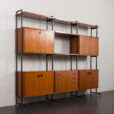 24100 Italian free standing three bay teak wall unit-9