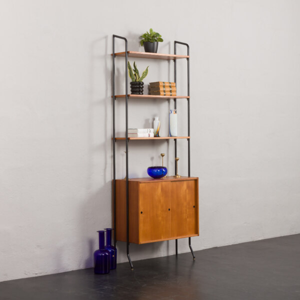 Italian Mid-Century Wall Unit in Elm, Model "Aedes" by Amma Torino, 1950s