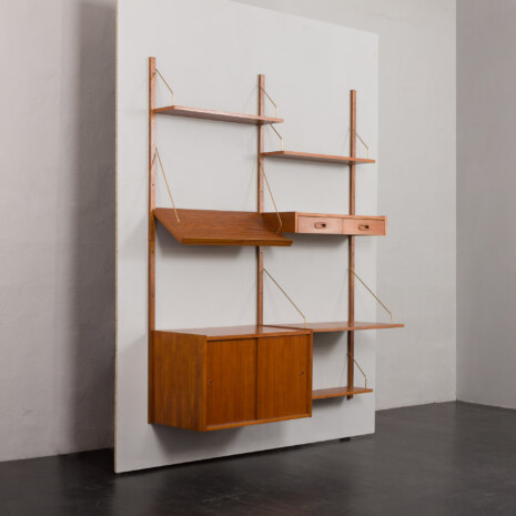 24116 Preben Sorensen two bay teak wall unit with desk-3 24116 Preben Sorensen two bay teak wall unit with desk-3