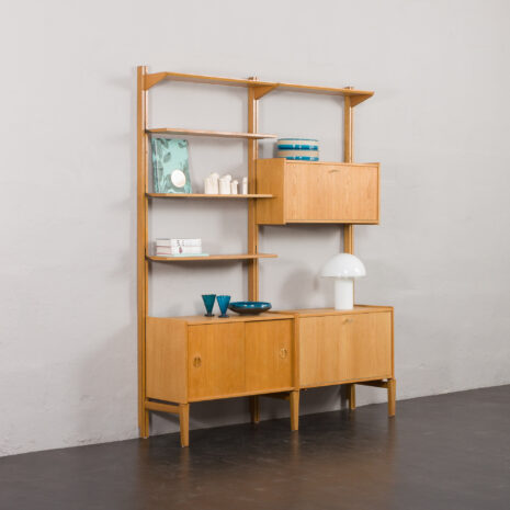 24128 Sven Andersen Scandinavian free standing two bay oak wall unit-2 24128 Sven Andersen Scandinavian free standing two bay oak wall unit-2
