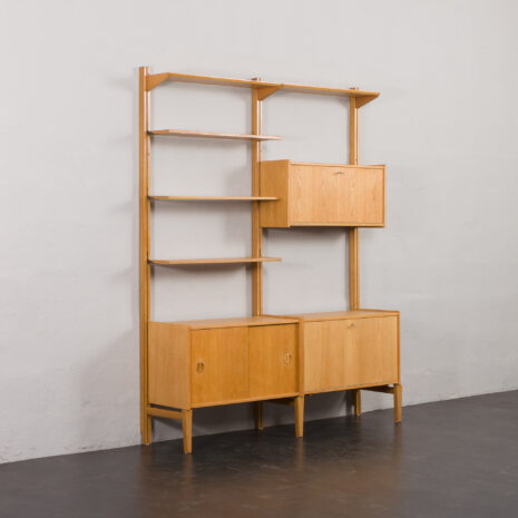 24128 Sven Andersen Scandinavian free standing two bay oak wall unit-3 24128 Sven Andersen Scandinavian free standing two bay oak wall unit-3