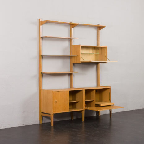 24128 Sven Andersen Scandinavian free standing two bay oak wall unit-4 24128 Sven Andersen Scandinavian free standing two bay oak wall unit-4