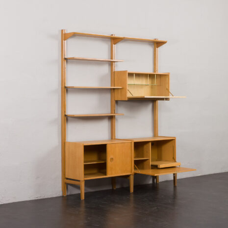 24128 Sven Andersen Scandinavian free standing two bay oak wall unit-5 24128 Sven Andersen Scandinavian free standing two bay oak wall unit-5