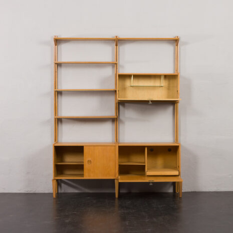 24128 Sven Andersen Scandinavian free standing two bay oak wall unit-6 24128 Sven Andersen Scandinavian free standing two bay oak wall unit-6