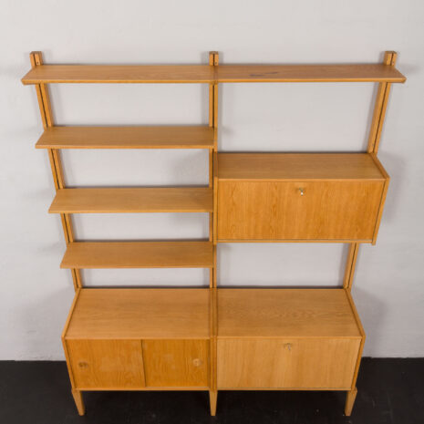 24128 Sven Andersen Scandinavian free standing two bay oak wall unit-8 24128 Sven Andersen Scandinavian free standing two bay oak wall unit-8
